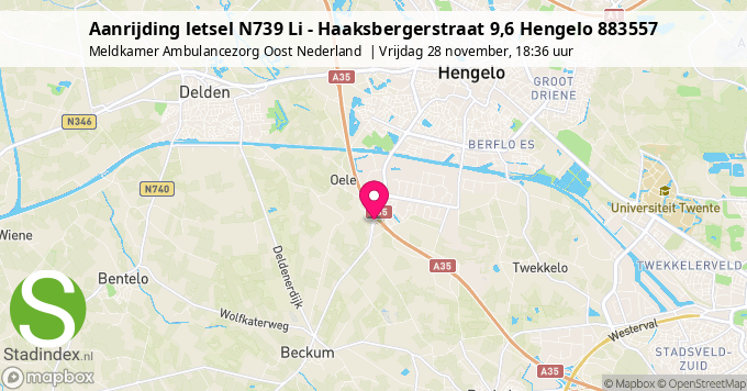 Aanrijding letsel N739 Li - Haaksbergerstraat 9,6 Hengelo 883557