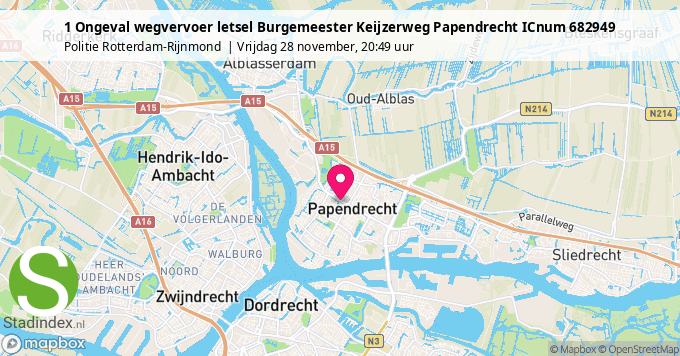 1 Ongeval wegvervoer letsel Burgemeester Keijzerweg Papendrecht ICnum 682949