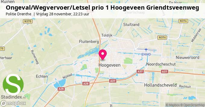 Ongeval/Wegvervoer/Letsel prio 1 Hoogeveen Griendtsveenweg