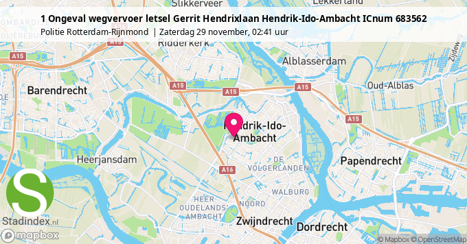 1 Ongeval wegvervoer letsel Gerrit Hendrixlaan Hendrik-Ido-Ambacht ICnum 683562