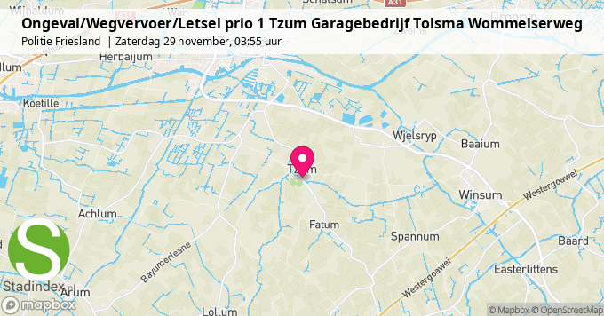 Ongeval/Wegvervoer/Letsel prio 1 Tzum Garagebedrijf Tolsma Wommelserweg