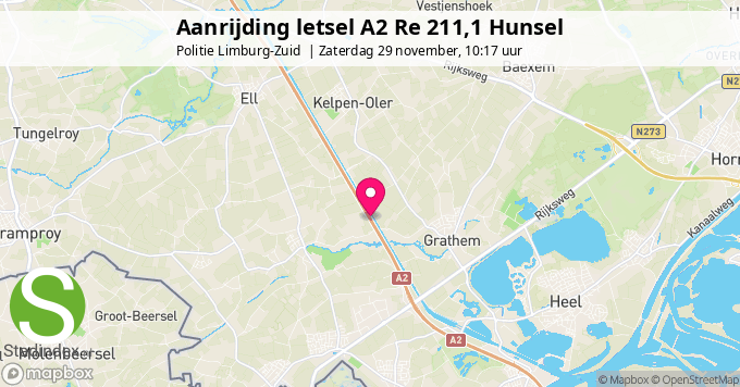 Aanrijding letsel A2 Re 211,1 Hunsel