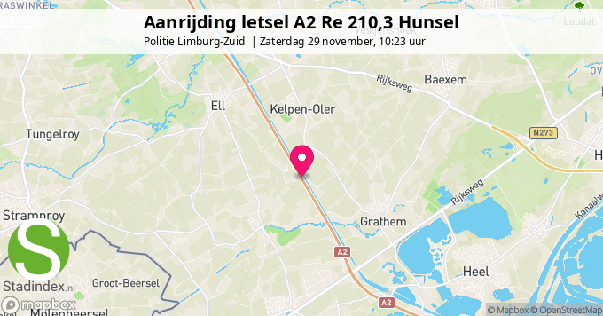 Aanrijding letsel A2 Re 210,3 Hunsel