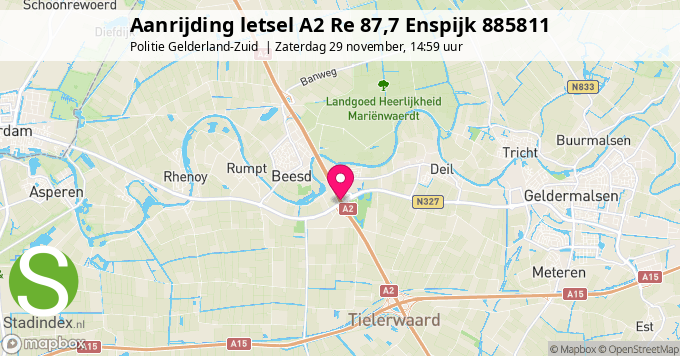 Aanrijding A2 nabij Enspijk - Zaterdag 29 november