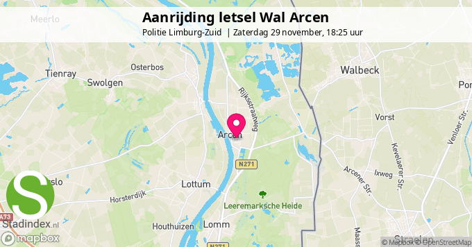 Aanrijding letsel Wal Arcen
