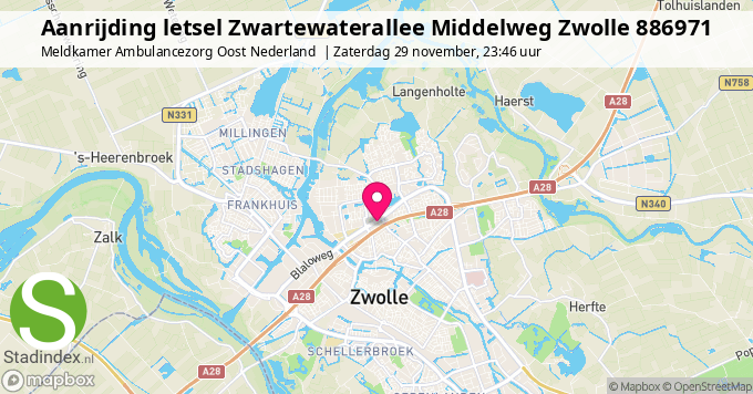 Aanrijding letsel Zwartewaterallee Middelweg Zwolle 886971