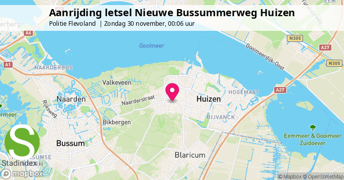 Aanrijding letsel Nieuwe Bussummerweg Huizen