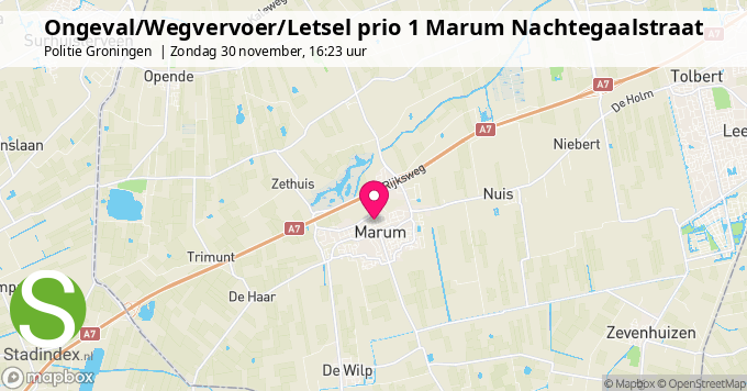 Ongeval/Wegvervoer/Letsel prio 1 Marum Nachtegaalstraat