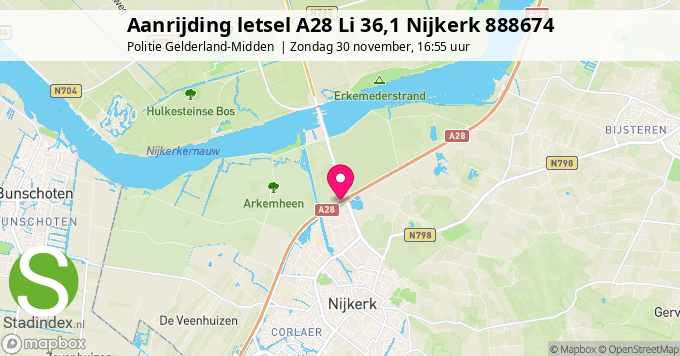 Aanrijding letsel A28 Li 36,1 Nijkerk 888674