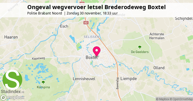 Ongeval wegvervoer letsel Brederodeweg Boxtel