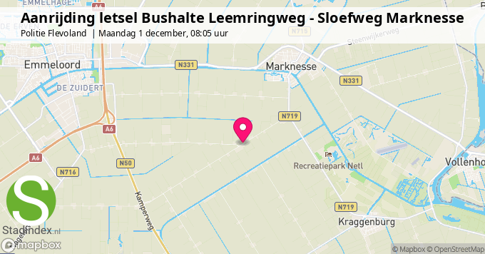 Aanrijding letsel Bushalte Leemringweg - Sloefweg Marknesse