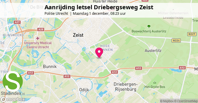 Aanrijding letsel Driebergseweg Zeist