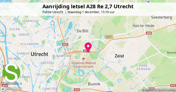 Aanrijding letsel A28 Re 2,7 Utrecht