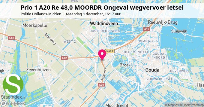 Prio 1 A20 Re 48,0 MOORDR Ongeval wegvervoer letsel