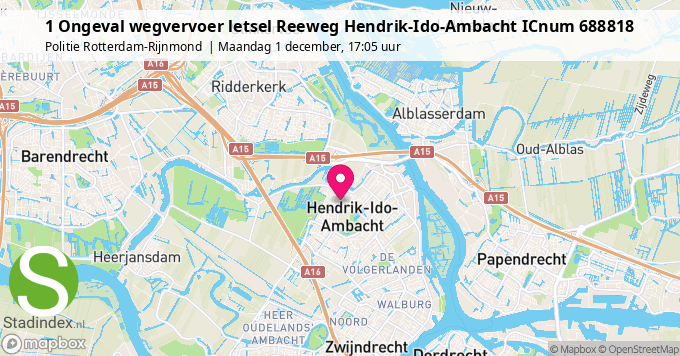 1 Ongeval wegvervoer letsel Reeweg Hendrik-Ido-Ambacht ICnum 688818