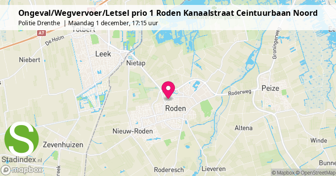 Ongeval/Wegvervoer/Letsel prio 1 Roden Kanaalstraat Ceintuurbaan Noord