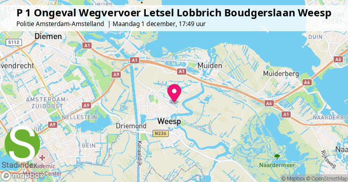 P 1 Ongeval Wegvervoer Letsel Lobbrich Boudgerslaan Weesp
