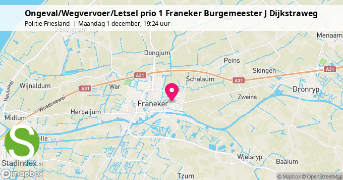 Ongeval/Wegvervoer/Letsel prio 1 Franeker Burgemeester J Dijkstraweg