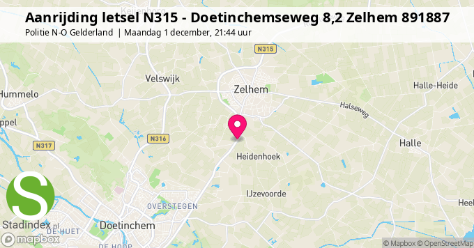 Aanrijding letsel N315 - Doetinchemseweg 8,2 Zelhem 891887