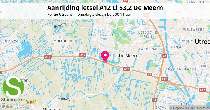 Aanrijding letsel A12 Li 53,2 De Meern