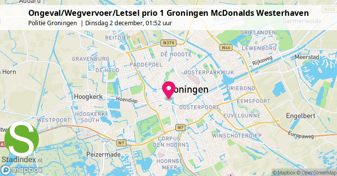 Ongeval/Wegvervoer/Letsel prio 1 Groningen McDonalds Westerhaven