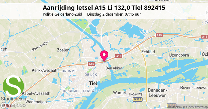 Aanrijding letsel A15 Li 132,0 Tiel 892415