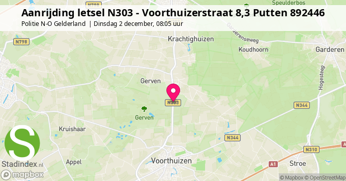 Aanrijding letsel N303 - Voorthuizerstraat 8,3 Putten 892446