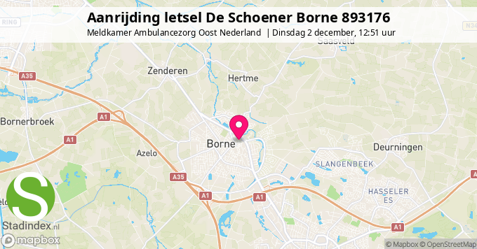 Aanrijding letsel De Schoener Borne 893176