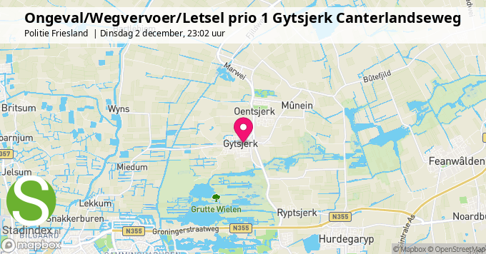 Ongeval/Wegvervoer/Letsel prio 1 Gytsjerk Canterlandseweg
