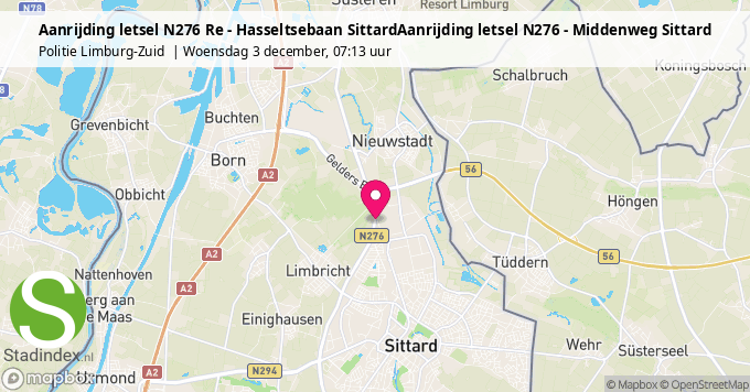 Aanrijding letsel N276 Re - Hasseltsebaan SittardAanrijding letsel N276 - Middenweg Sittard