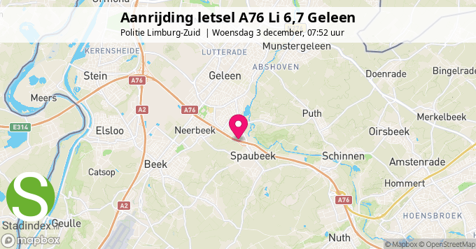 Aanrijding letsel A76 Li 6,7 Geleen