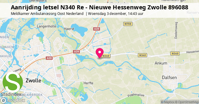 Aanrijding letsel N340 Re - Nieuwe Hessenweg Zwolle 896088