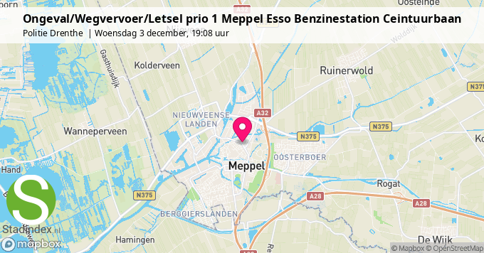 Ongeval/Wegvervoer/Letsel prio 1 Meppel Esso Benzinestation Ceintuurbaan