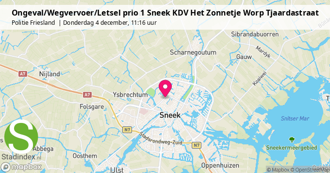 Ongeval/Wegvervoer/Letsel prio 1 Sneek KDV Het Zonnetje Worp Tjaardastraat