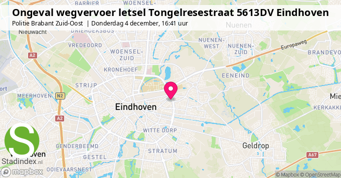 Ongeval wegvervoer letsel Tongelresestraat 5613DV Eindhoven
