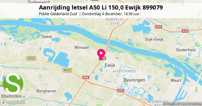 Aanrijding letsel A50 Li 150,0 Ewijk 899079