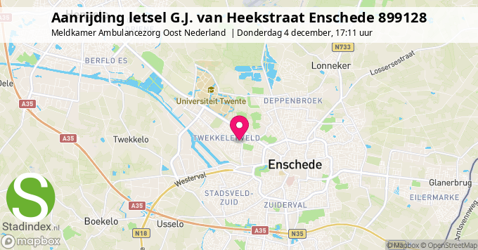 Aanrijding letsel G.J. van Heekstraat Enschede 899128