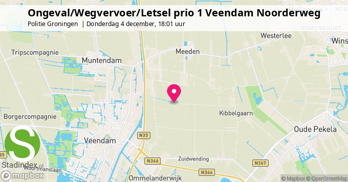 Ongeval/Wegvervoer/Letsel prio 1 Veendam Noorderweg