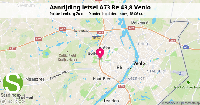 Aanrijding letsel A73 Re 43,8 Venlo