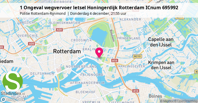 1 Ongeval wegvervoer letsel Honingerdijk Rotterdam ICnum 695992