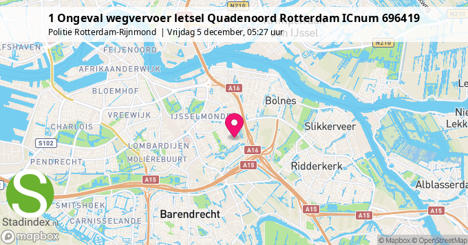1 Ongeval wegvervoer letsel Quadenoord Rotterdam ICnum 696419