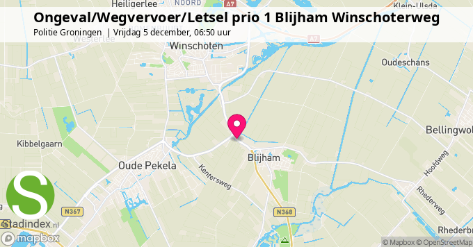 Ongeval/Wegvervoer/Letsel prio 1 Blijham Winschoterweg