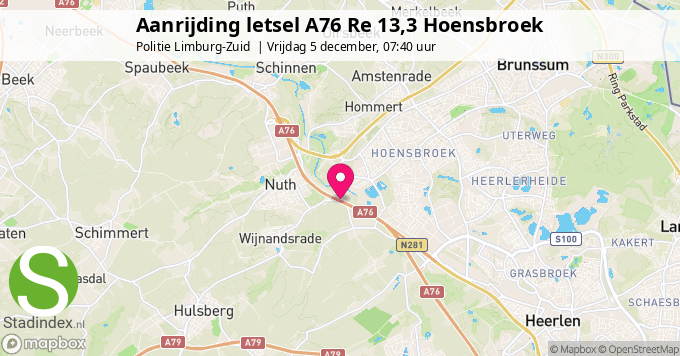 Aanrijding letsel A76 Re 13,3 Hoensbroek