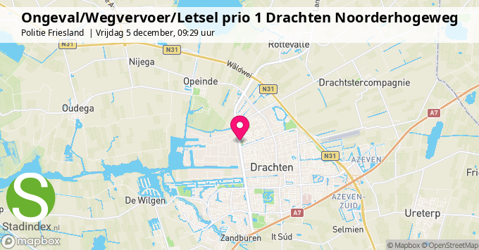 Ongeval/Wegvervoer/Letsel prio 1 Drachten Noorderhogeweg