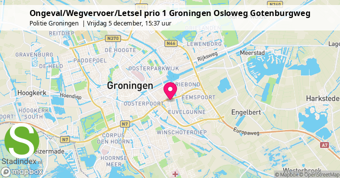 Ongeval/Wegvervoer/Letsel prio 1 Groningen Osloweg Gotenburgweg