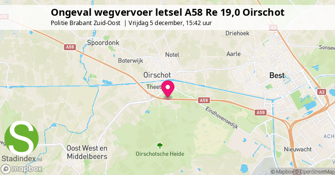 Ongeval wegvervoer letsel A58 Re 19,0 Oirschot