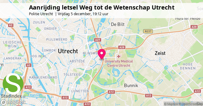 Aanrijding letsel Weg tot de Wetenschap Utrecht