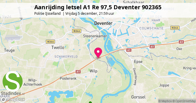Aanrijding letsel A1 Re 97,5 Deventer 902365