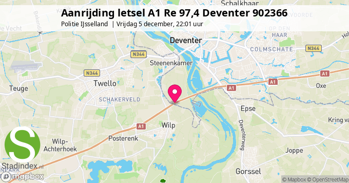 Aanrijding letsel A1 Re 97,4 Deventer 902366