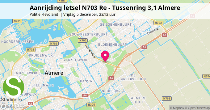 Aanrijding letsel N703 Re - Tussenring 3,1 Almere